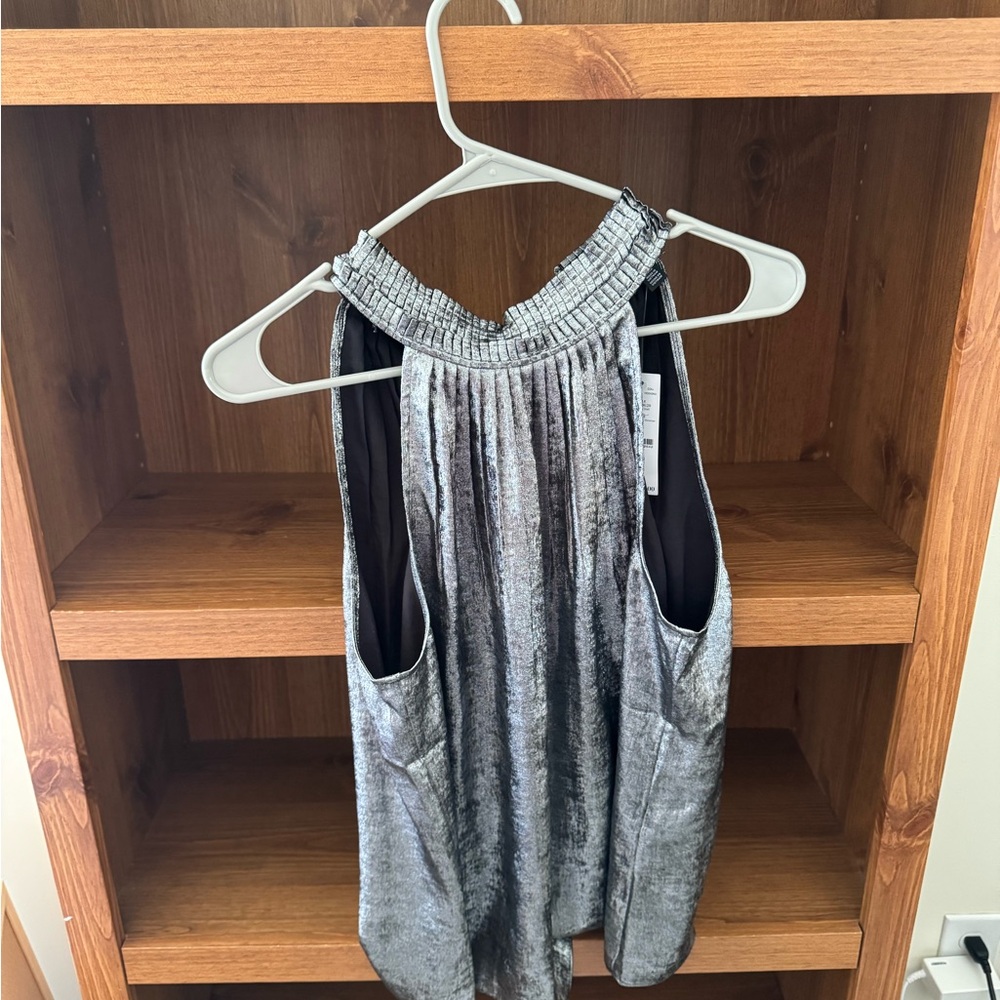 White House Black Market Silver Tank Top
